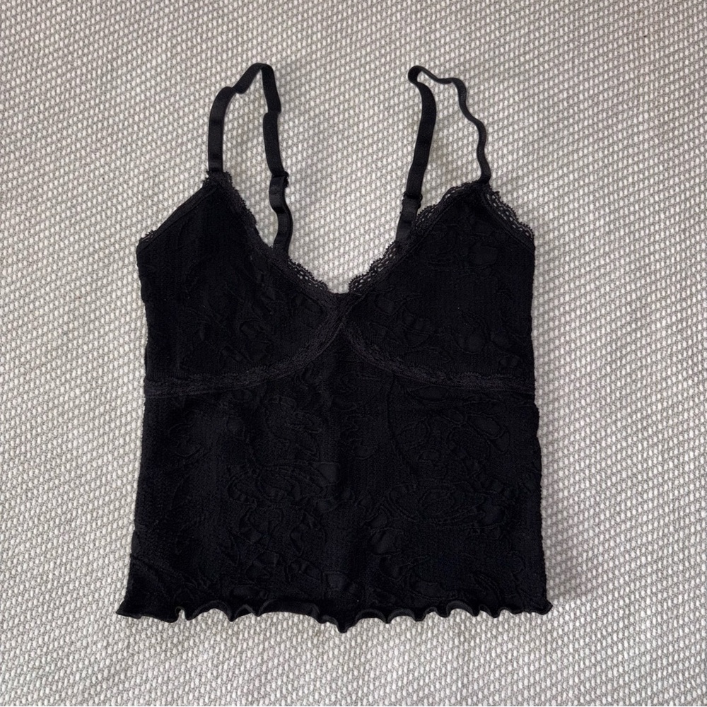 Urban Outfitters Out From Under Black Crop Lace Cami Sz Xs/S